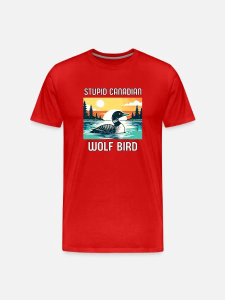 Loon Canadian Unusual Humor - Men's Premium Organic T-Shirt - red
