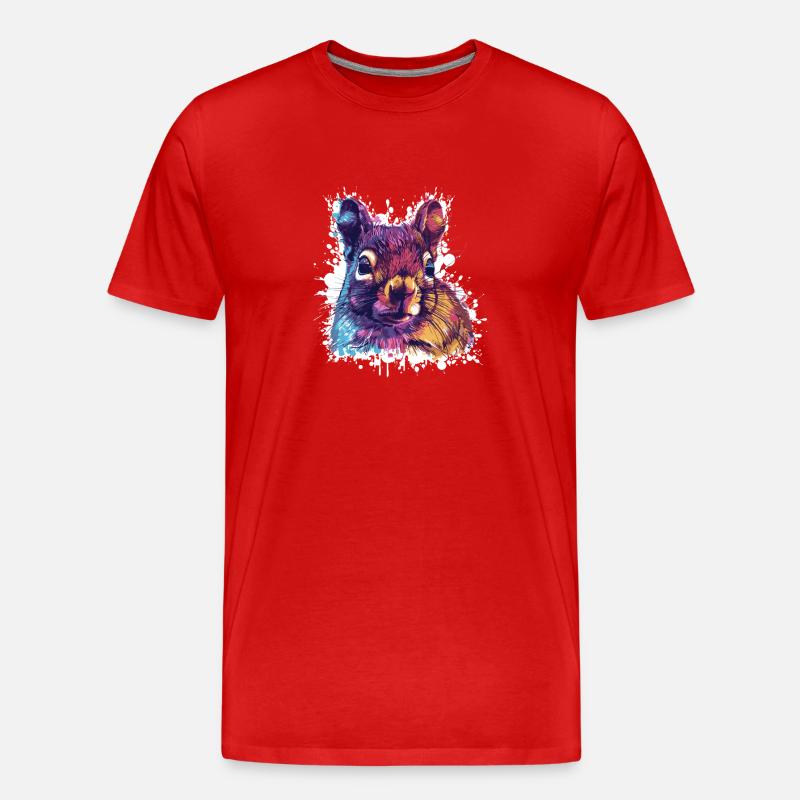 Farbkontrast Eichhörnchen PopArt - Männer Premium Bio T-Shirt - Rot