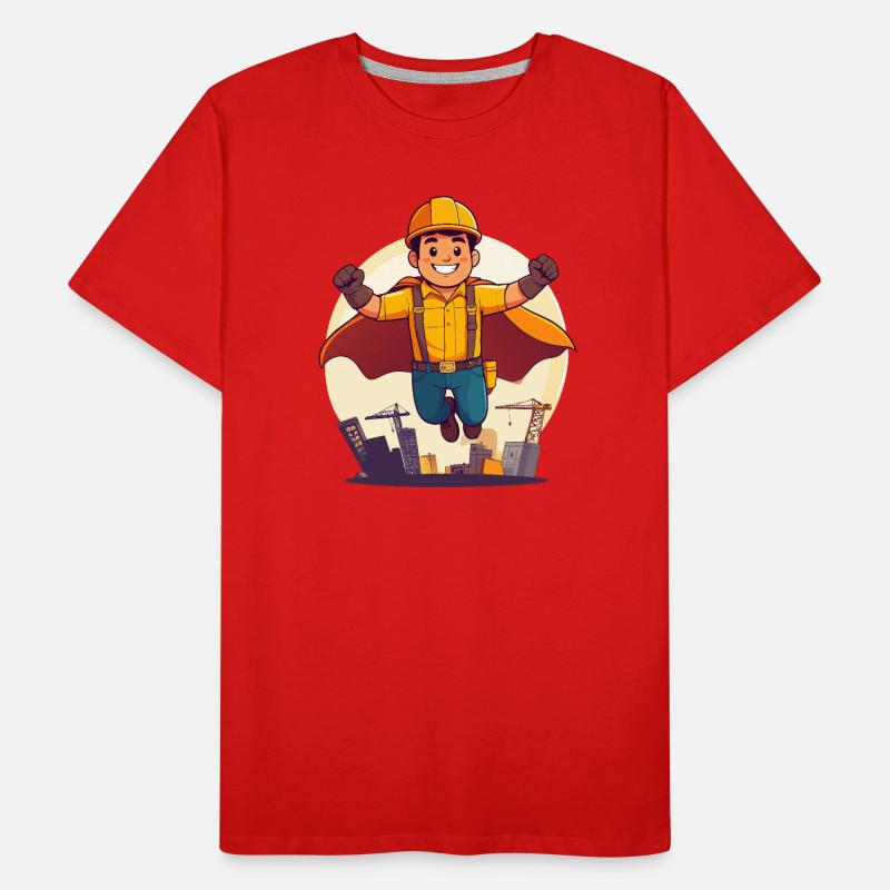 Héros de la construction Super-héros ouvrier du bâtiment Héros sur le chantier T-shirt bio Premium Homme