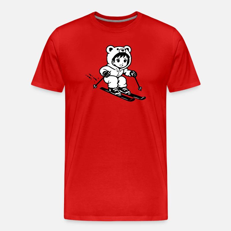 Ski Bärchen im Anime Style - Männer Premium Bio T-Shirt - Rot