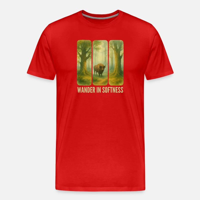 Wandernde Bisons im Wald - Männer Premium Bio T-Shirt - Rot