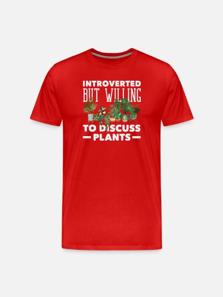 Introvert Discuss Plants Funny - Men's Premium Organic T-Shirt - red