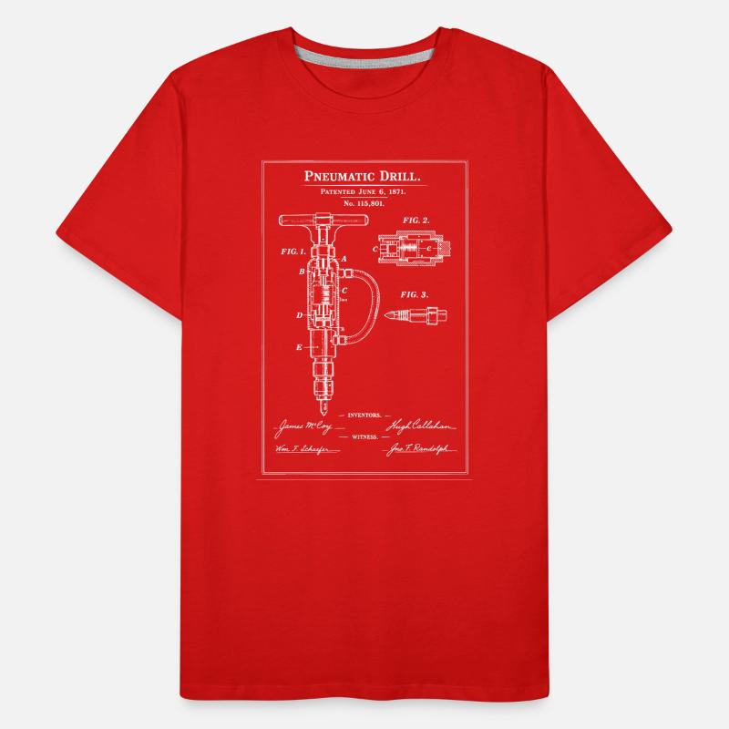 Brevet de plan de perceuse pneumatique T-shirt bio Premium Homme