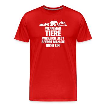 Wild animals do not belong in zoos - Men's Premium Organic T-Shirt - red - Front - Damien (186cm)