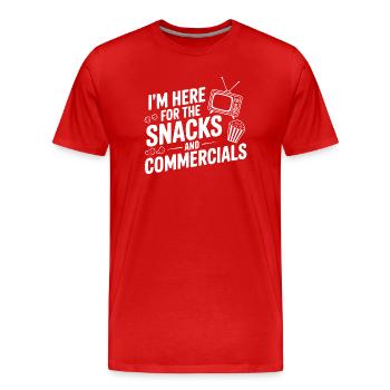 Je suis là pour les snacks et les publicités - T-shirt bio Premium Homme - rouge - Devant - Damien (186cm)