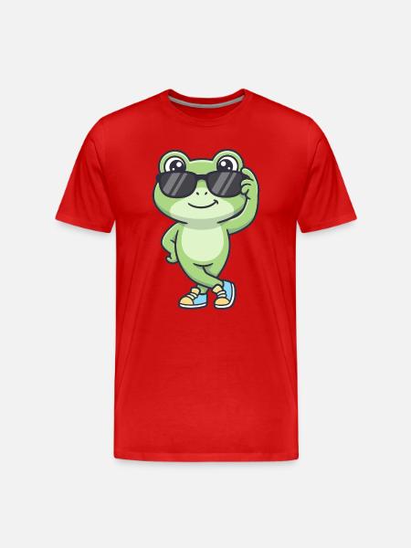 Chill Croak – Cool frog with sunglasses - Men's Premium Organic T-Shirt - red