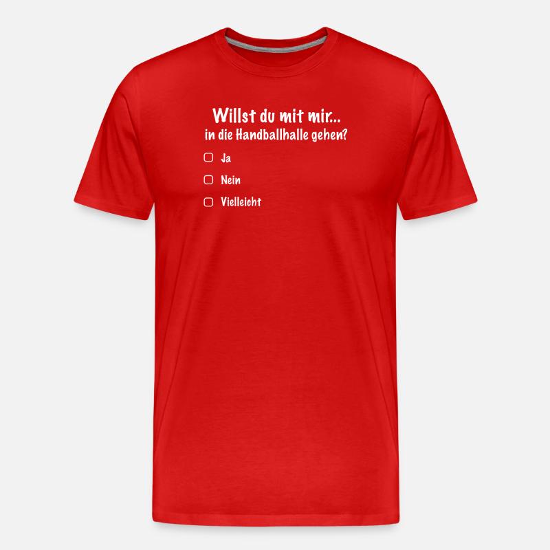 Handballdate Spruch Einladung (Weiß) - Männer Premium Bio T-Shirt - Rot