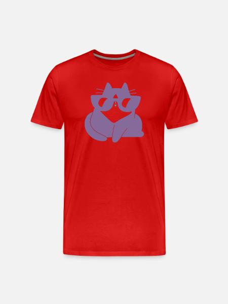 Purple Cuddly Cat Dream Cat - Men's Premium Organic T-Shirt - red