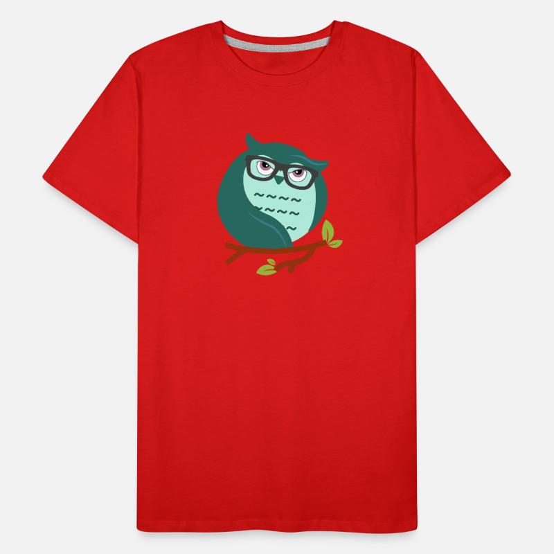 Cartoon-Eule mit schicke Brille Männer Premium Bio T-Shirt