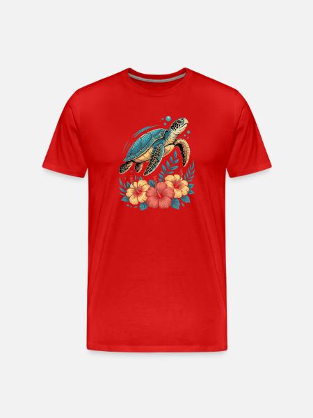 Sea Turtle Ocean Addict Design - Men's Premium Organic T-Shirt - red