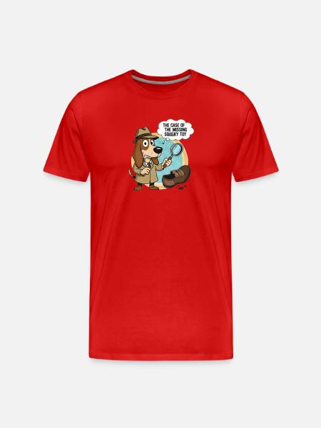 Detective Dog and Missing Toy - Men's Premium Organic T-Shirt - red