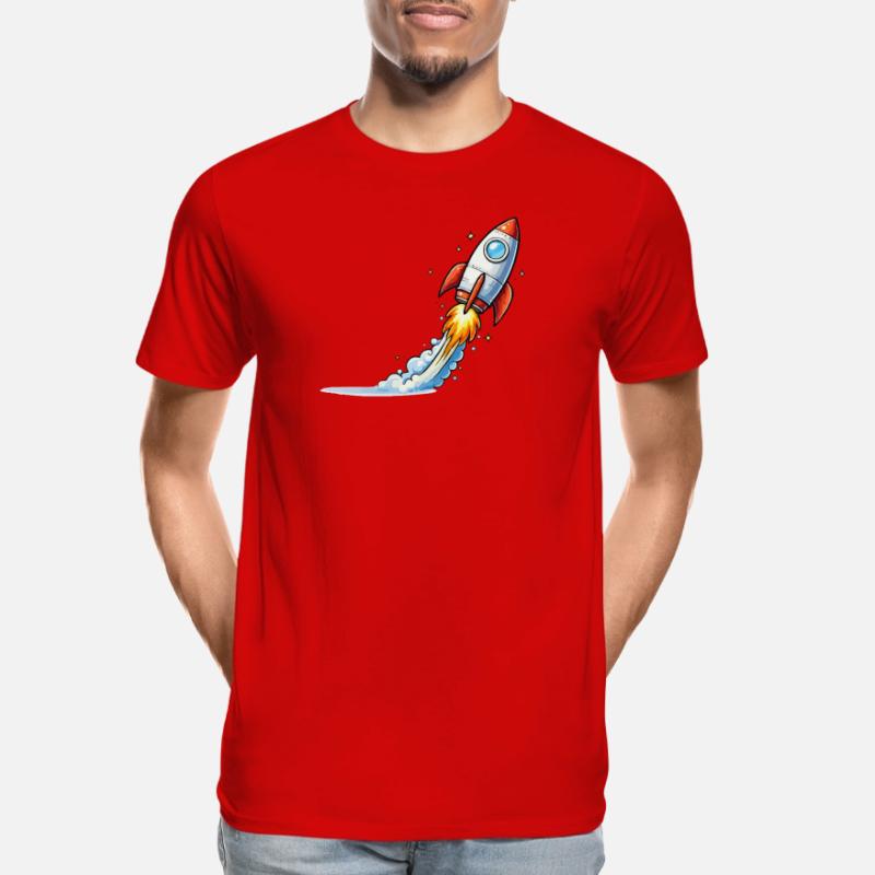 Conception de dessins animés Rocket Launch T-shirt bio Premium Homme