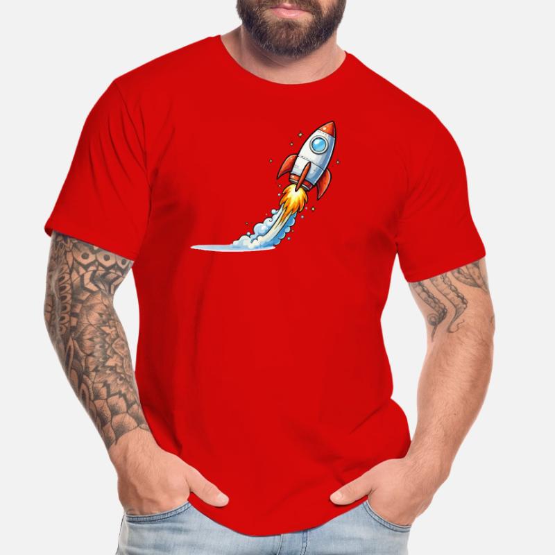 Conception de dessins animés Rocket Launch T-shirt bio Premium Homme