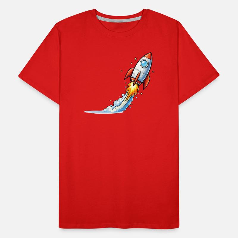 Conception de dessins animés Rocket Launch T-shirt bio Premium Homme