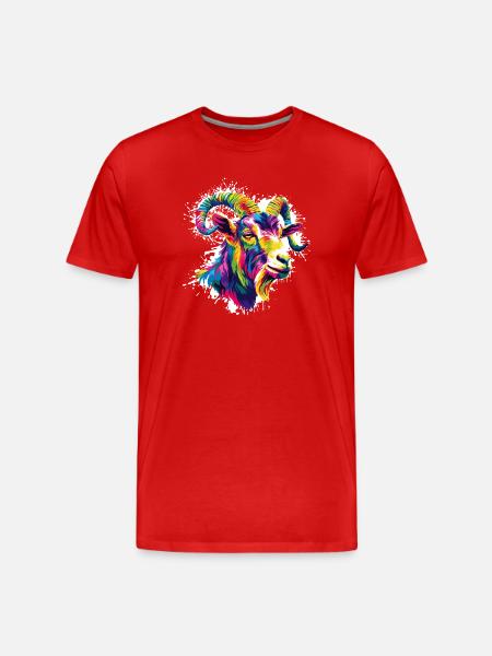 Bunter Widder Kopf - Männer Premium Bio T-Shirt - Rot