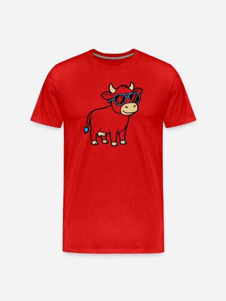 Cool Cow Sunglasses Casual Vector - Men's Premium Organic T-Shirt - red