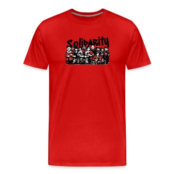 Solidarité communautaire antifasciste - T-shirt bio Premium Homme - rouge - Devant - Damien (186cm)