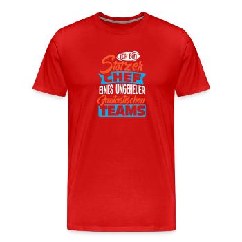Stolzer Chef Chef Mann Abteilungsleiter Teamchef - Men's Premium Organic T-Shirt - red - Front - Damien (186cm)
