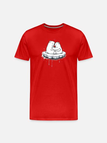 Zwei kuschelnde Eisbären auf Eisscholle - Männer Premium Bio T-Shirt - Rot