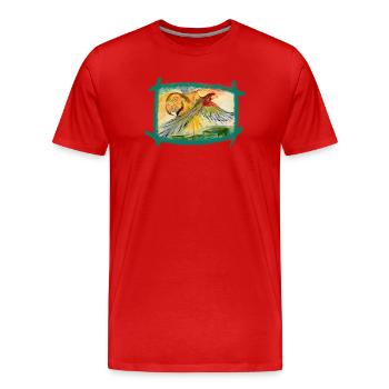 Aras over the rainforest - Men's Premium Organic T-Shirt - red - Front - Damien (186cm)