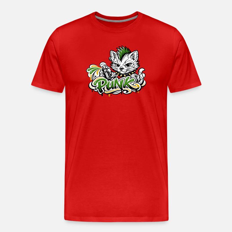 Punkkatz Graffiti Mohawk - Männer Premium Bio T-Shirt - Rot