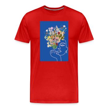 Flower Woman - Men's Premium Organic T-Shirt - red - Front - Damien (186cm)