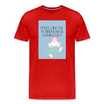 Sensation étrange - T-shirt bio Premium Homme - rouge - Devant - Damien (186cm)