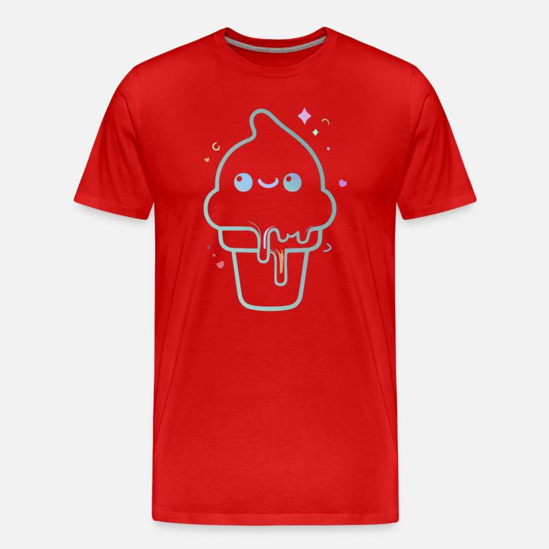 Kawaii-pastellfarbenes schimmerndes Eis - Männer Premium Bio T-Shirt - Rot