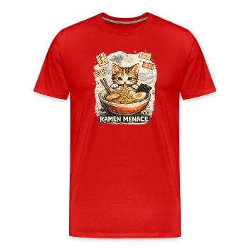Ramen Chat - T-shirt bio Premium Homme - rouge - Devant - Damien (186cm)