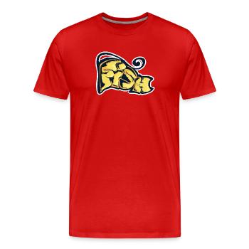 Fish, a drawn word - Men's Premium Organic T-Shirt - red - Front - Damien (186cm)