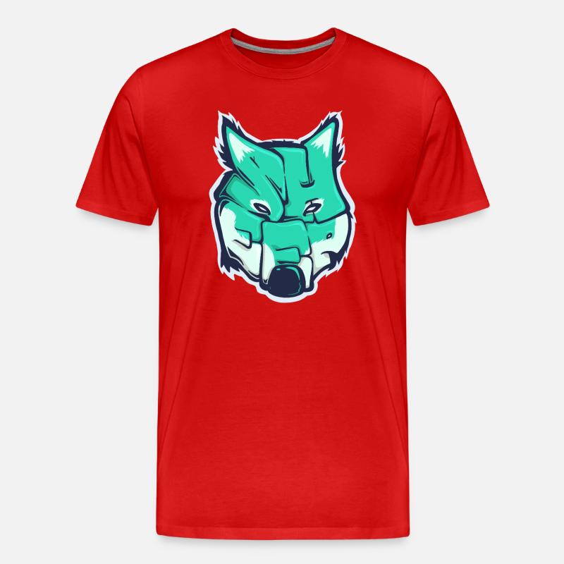 Wolf-Schaf, ein gezogenes Wort - Männer Premium Bio T-Shirt - Rot