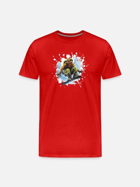 Frog Snowboard - Men's Premium Organic T-Shirt - red