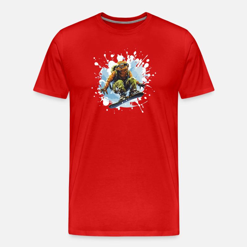 Frosch Snowboard - Männer Premium Bio T-Shirt - Rot