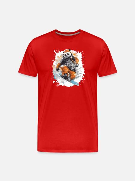 Panda Snowboard - Men's Premium Organic T-Shirt - red