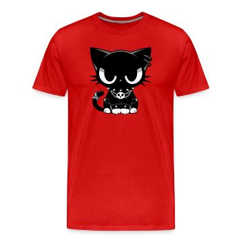Goth Punk Cat - T-shirt bio Premium Homme - rouge - Devant - Damien (186cm)