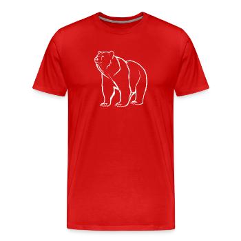 Silhouette d’ours minimaliste et logo symbolique - T-shirt bio Premium Homme - rouge - Devant - Damien (186cm)