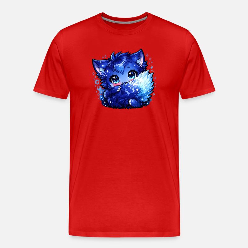 Blauer Eisfuchs Chibi-Design - Männer Premium Bio T-Shirt - Rot