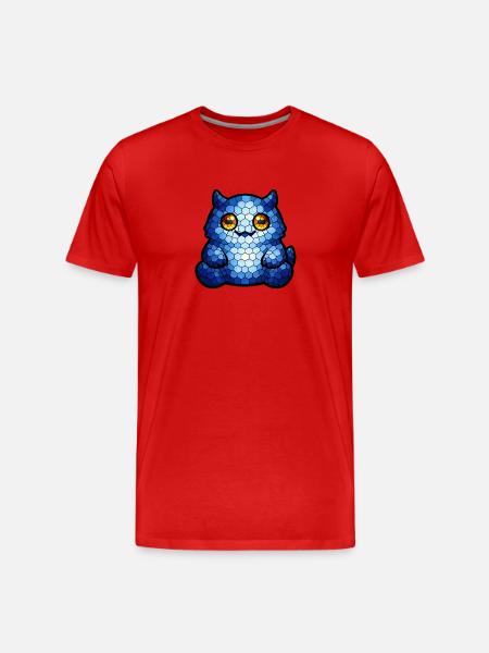 Mosaic Cat Blue-eye - Men's Premium Organic T-Shirt - red