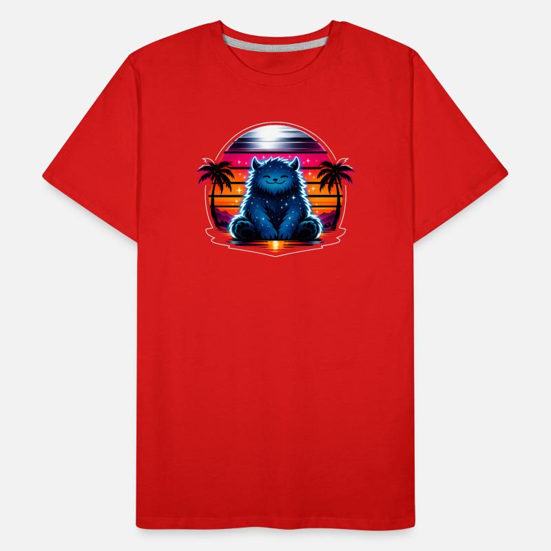 Cuddly kitten in the neon cosmos Men's Premium Organic T-Shirt