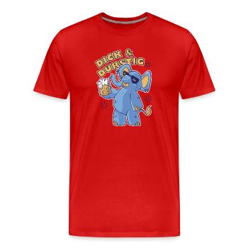 Dick und Durstig Lustiger Spruch Saufen Bier - Männer Premium Bio T-Shirt - Rot - Vorne - Damien (186cm)