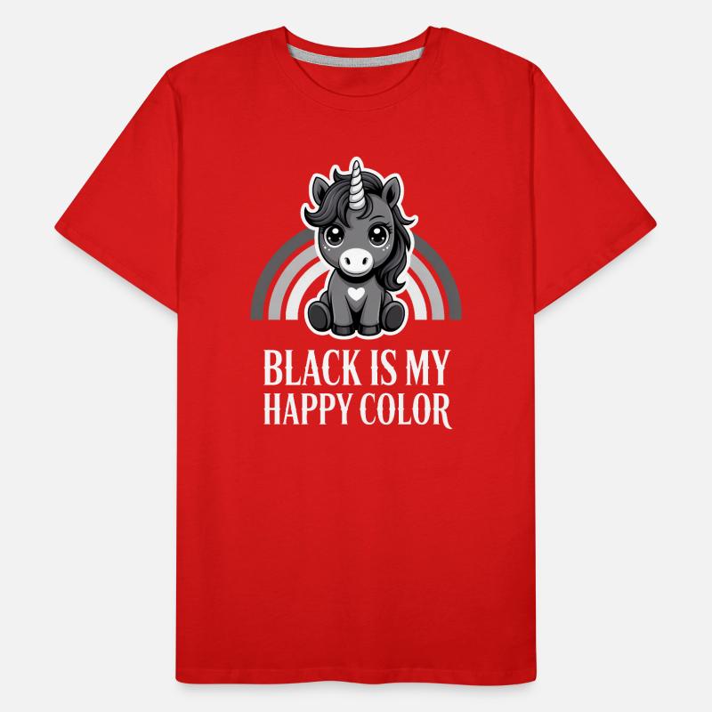 Schwarze Einhorn-Happy Color Männer Premium Bio T-Shirt