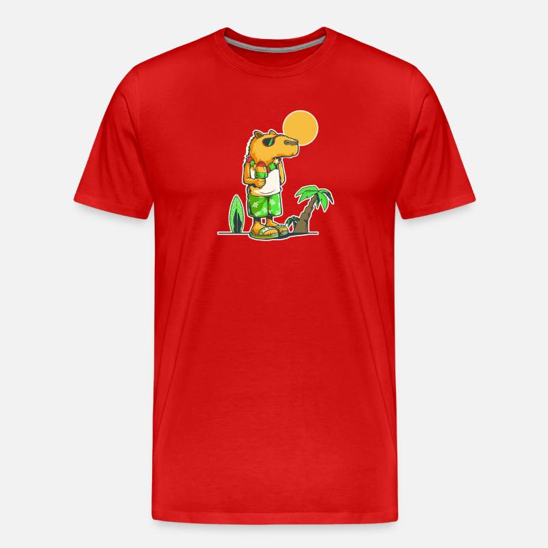 Capybara am Strand - Männer Premium Bio T-Shirt - Rot