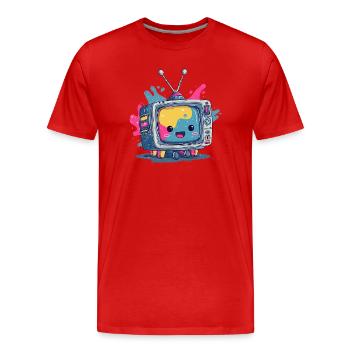 Kunterbunter TV-Kumpel - Männer Premium Bio T-Shirt - Rot - Vorne - Damien (186cm)