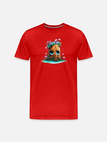 Waldstumpf mit Blütenaugen - Männer Premium Bio T-Shirt - Rot