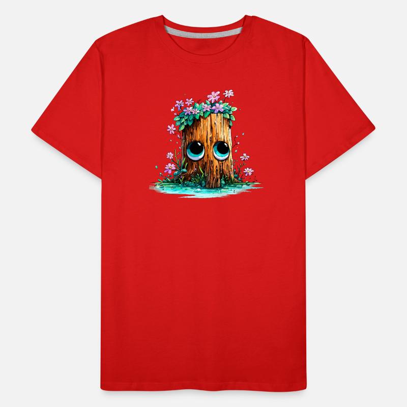Souche de forêt aux yeux de fleurs T-shirt bio Premium Homme