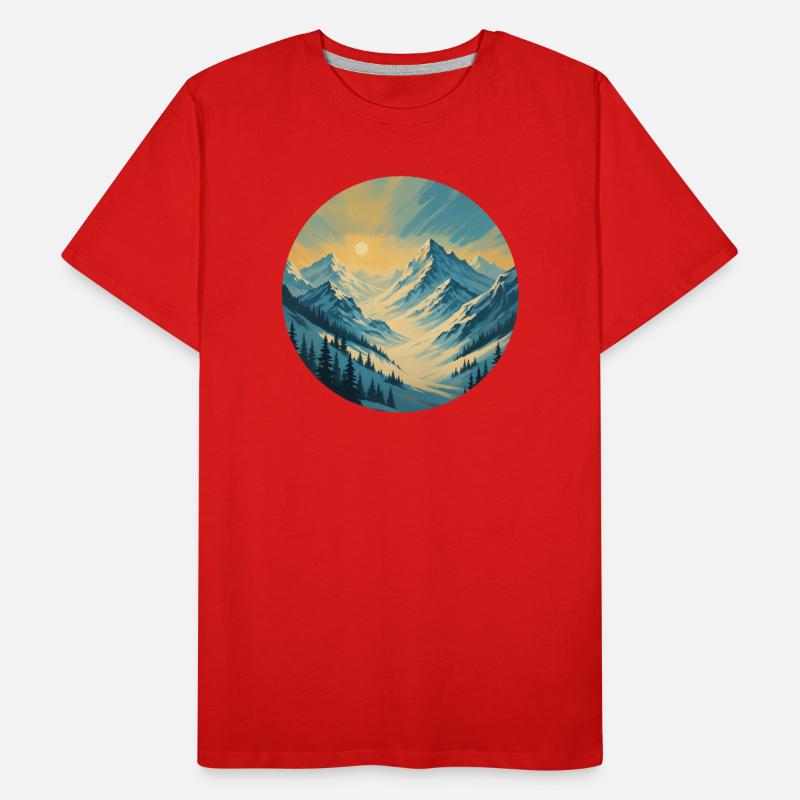 Lumière dorée du matin dans les montagnes T-shirt bio Premium Homme