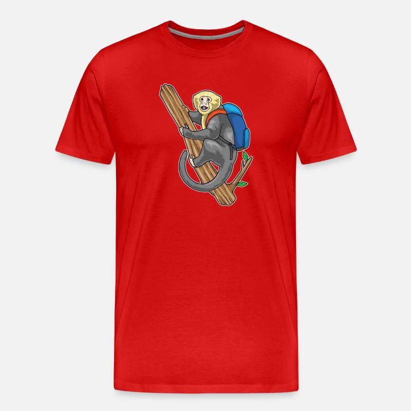 Monkey Student Backpack School - Men's Premium Organic T-Shirt - red
