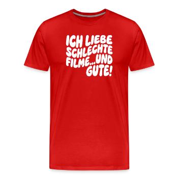 Ich liebe schlechte Filme und gute - Männer Premium Bio T-Shirt - Rot - Vorne - Damien (186cm)