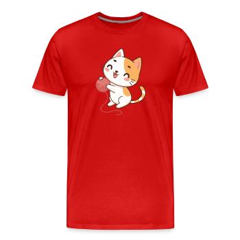 Happy Kitten und Garn - Männer Premium Bio T-Shirt - Rot - Vorne - Damien (186cm)