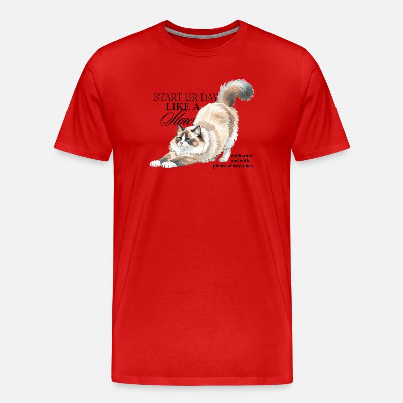 Cream Cat Stretch Illustration - Männer Premium Bio T-Shirt - Rot